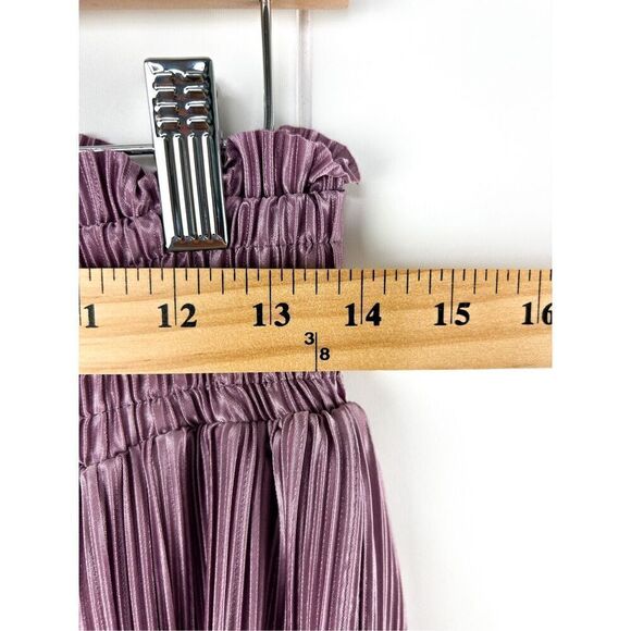 NWT Idem Ditto High Waisted Pleated Satin Palazzo Pants Wide Leg, Size L Orchid - Picture 6 of 10